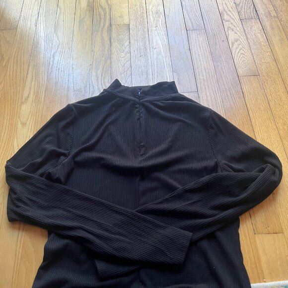 Rebecca Minkoff Size L Black Ribbed High Neck Cutout Long Sleeve Bodycon Dress - Picture 14 of 14